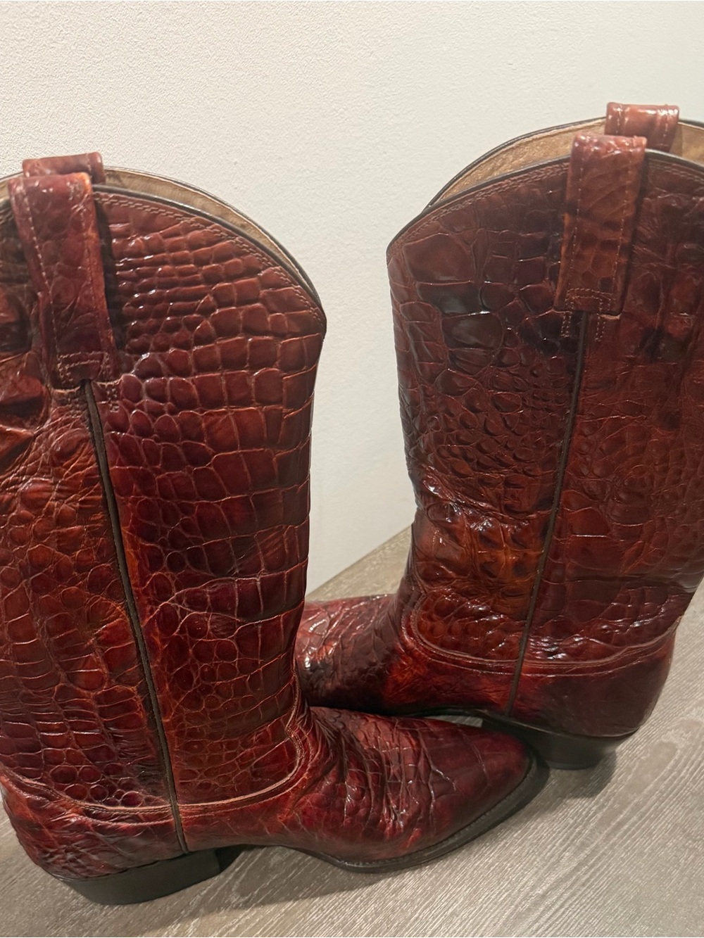 Men's Brown Croc-Embossed Cowboy Boots